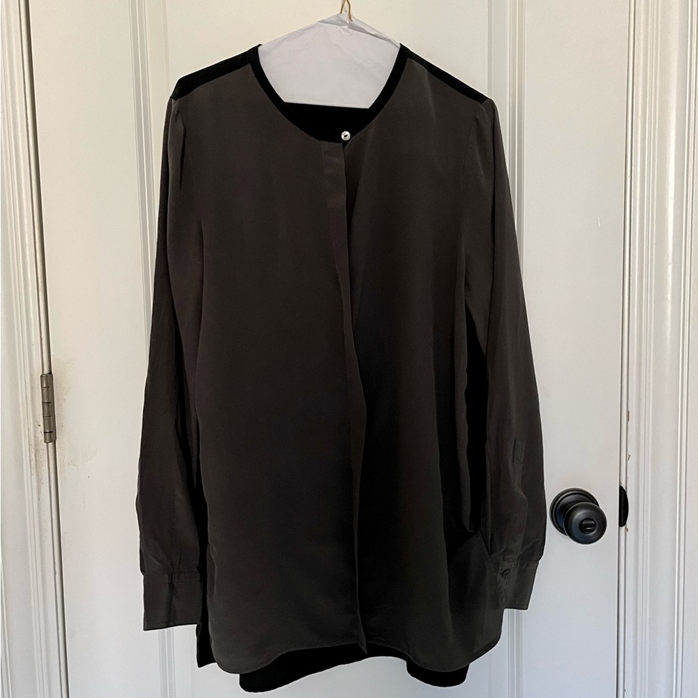 Vince Silk Top, Gray & Black, 12